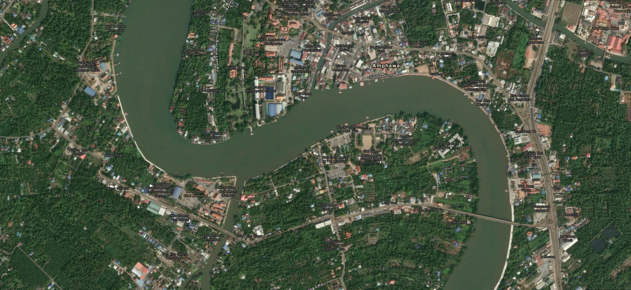 ภาพดาวเทียมแม่น้ำแม่กลองช่วงอัมพวา 31 กรกฎาคม 2025