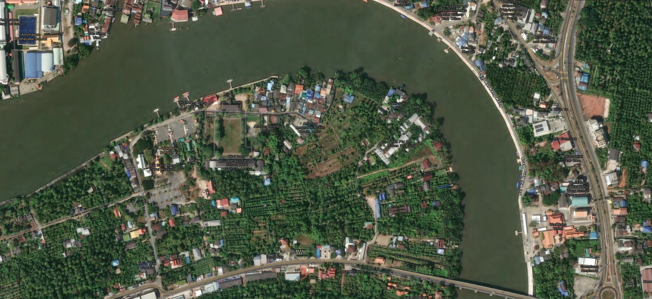 ภาพซูมโค้ง 2 แม่น้ำแม่กลองช่วงอัมพวา 5 สิงหาคม 2026
