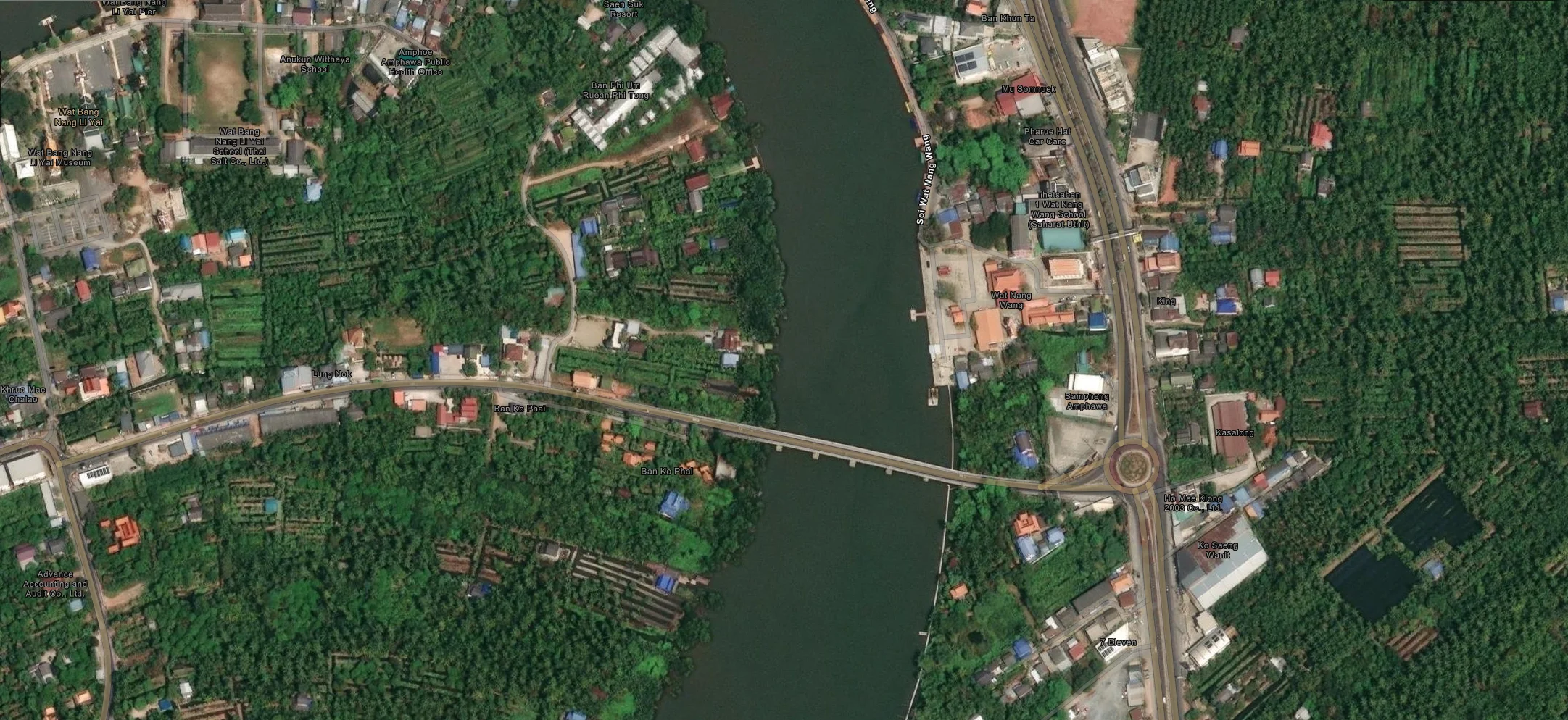 ภาพซูมสะพานแม่น้ำแม่กลองช่วงอัมพวา 15 สิงหาคม 2024
