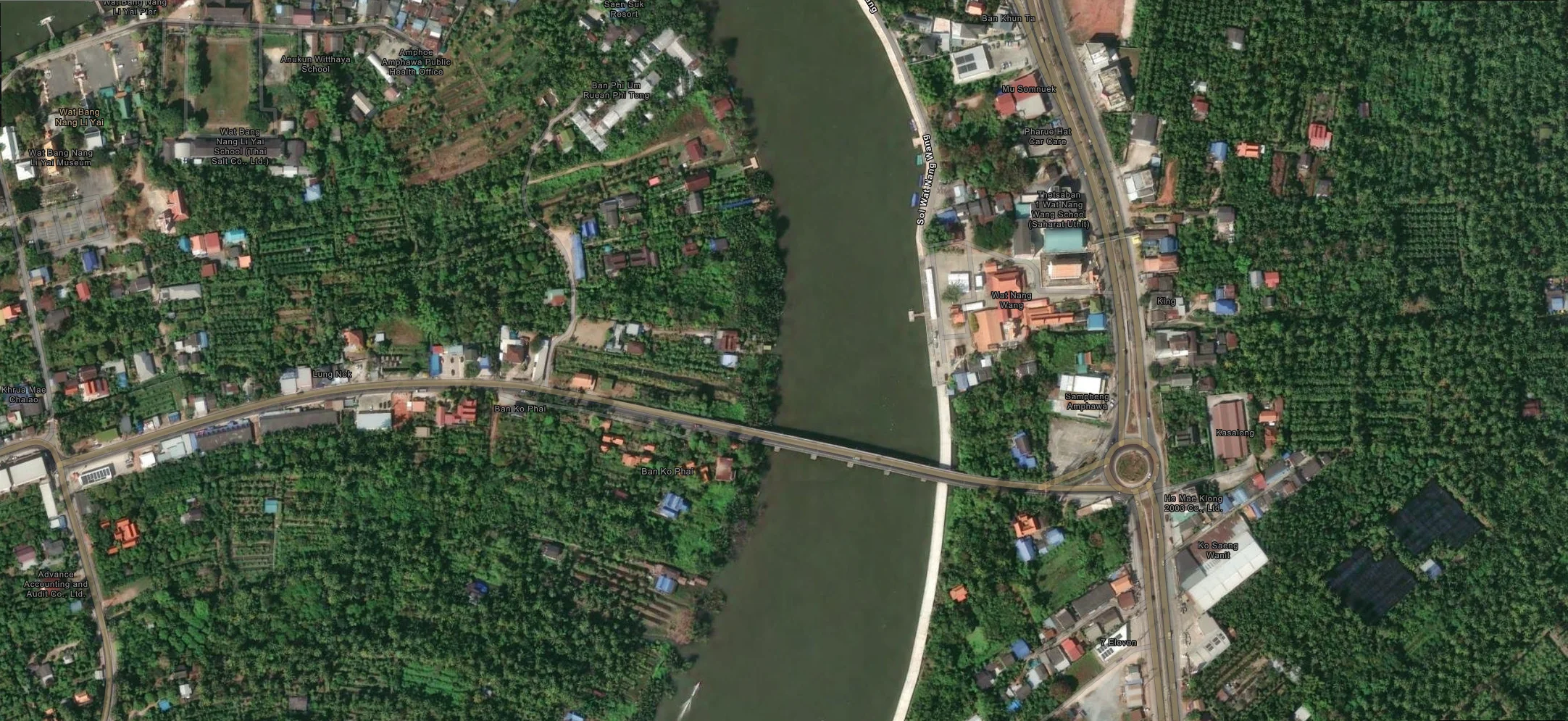 ภาพซูมสะพานแม่น้ำแม่กลองช่วงอัมพวา 5 สิงหาคม 2026