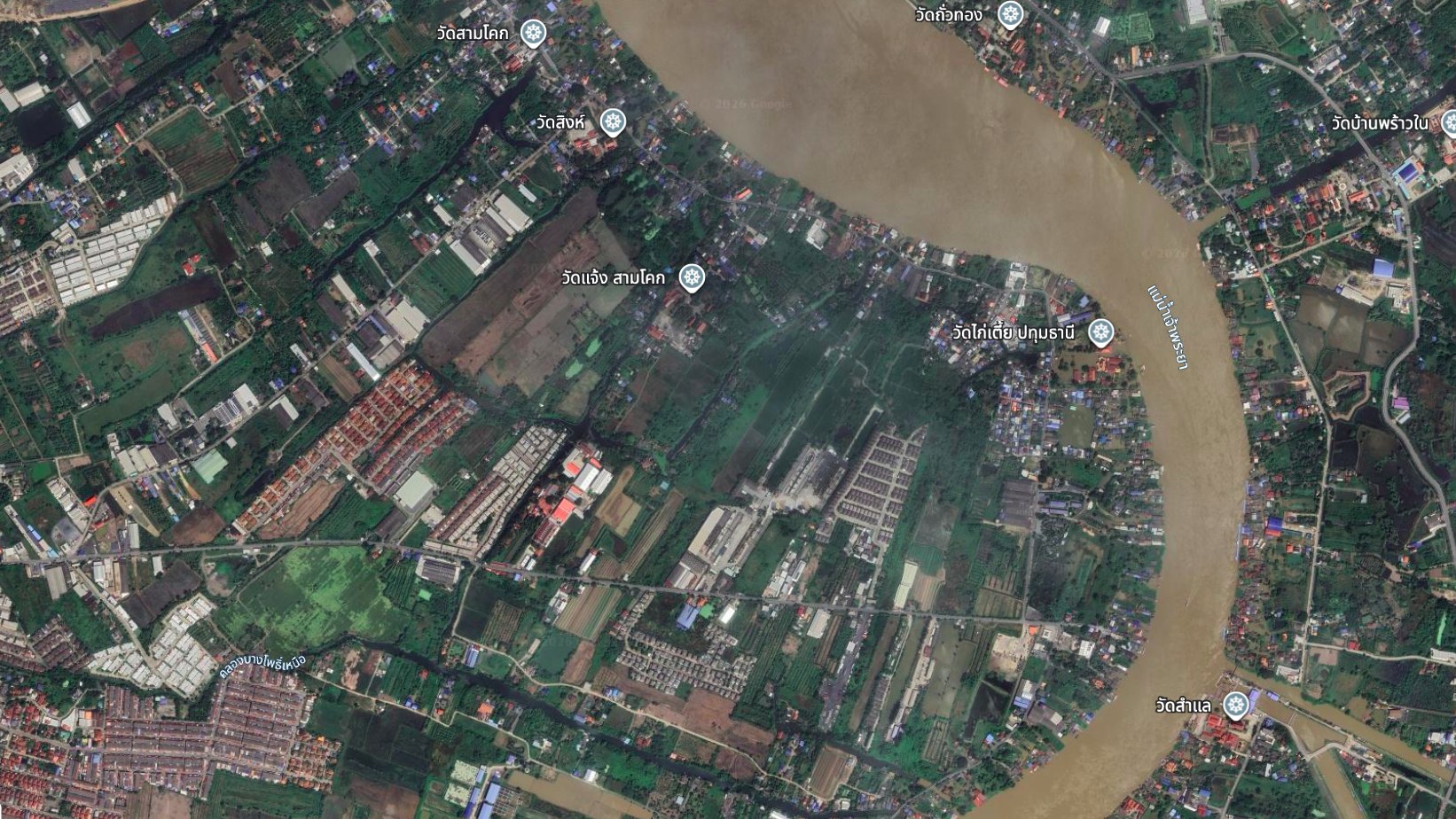 ภาพดาวเทียมแม่น้ำเจ้าพระยาช่วงสามโคก 22 ตุลาคม 2025