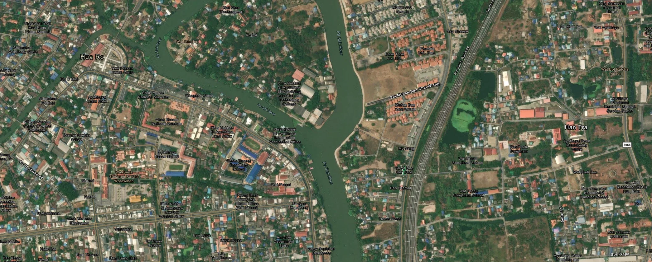 ภาพดาวเทียมแม่น้ำป่าสักช่วงหัวรอถึงจุดบรรจบ 23 กรกฎาคม 2025